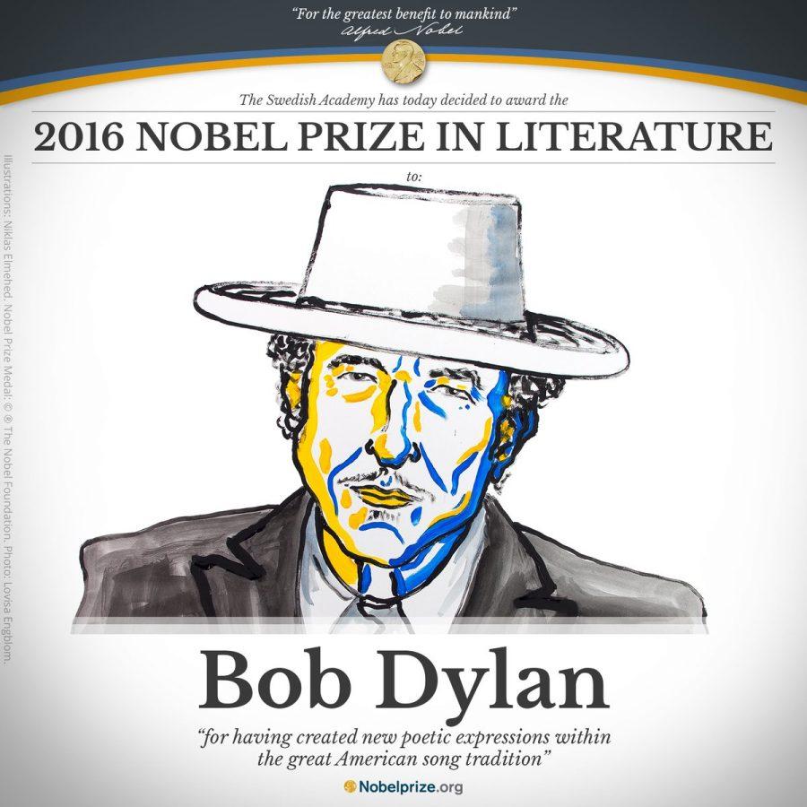 Bob Dyan, American songwriter, receives the 2016 Nobel Prize in Literature.
