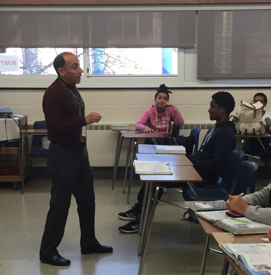Muslim teacher, Mr. El Moustakim, teaching his period two class. 