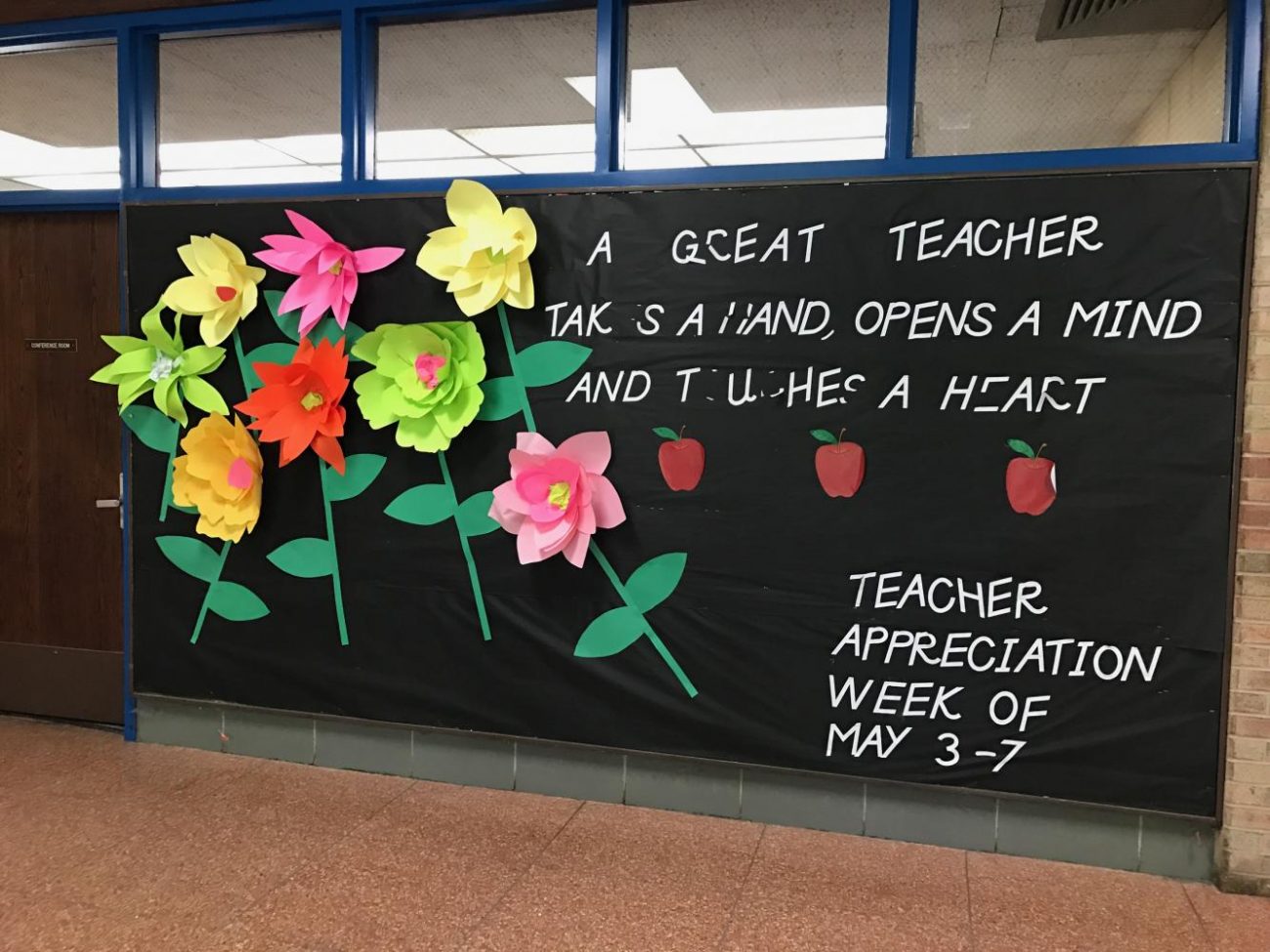 Throughout the country, teachers are being recognized from May 3-7 for their work. The bulletin board in the DHS lobby says: