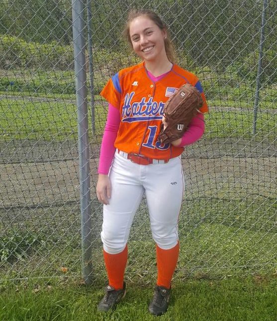 Softball team pitcher and captain, Alyna Bellantoni. The senior changed positions this year when the team was in need of pitching.