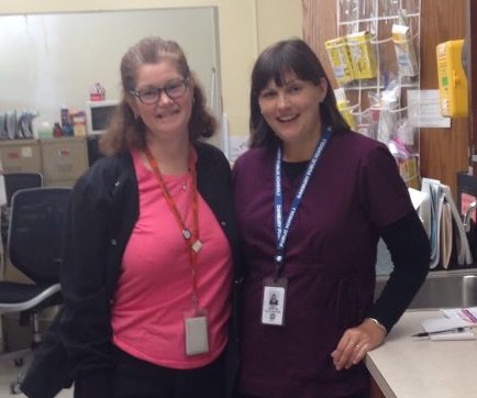 Cathleen Blair, left, and Carey Shaw enjoy their jobs as nurses at DHS. 