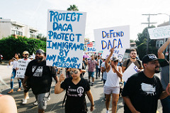 Demonstrators march in September in Los Angeles after President Trump announced through Twitter his DACA policy.