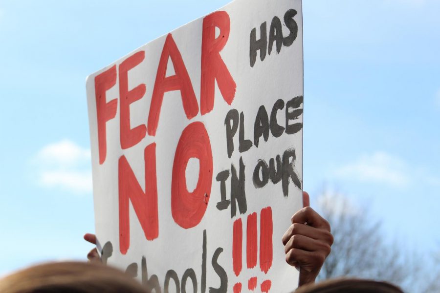One of the many signs demanding action at the Student Advocacy Initiative demonstration on March 14.