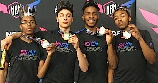 From left, Glenroy Ford, Malcolm Going, Sean-Michael Parkinson, and Malachi Lorick are boys national champions in the 1600m Sprint Medley Relay in NYC earlier this month. 