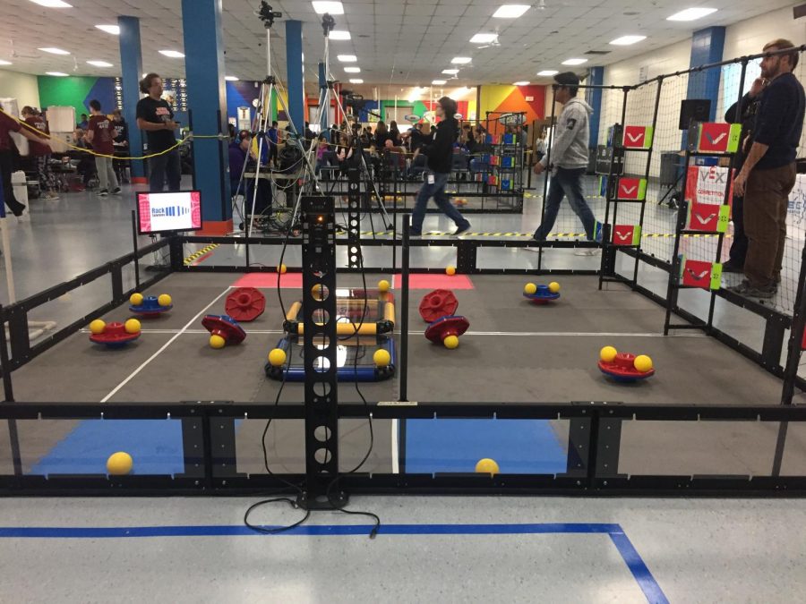 Game set up at the 5th annual CTEEA VEX Robotics Qualifier at Danbury High School