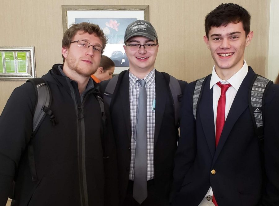 Model UN club advisor and history teacher, Anthony Steady, alongside junior Robert Yastremski and sophomore Ryan Clap, attend the annual Yale Model U.N.conference recently in New Haven. 