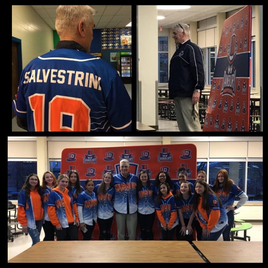 Athletics Director Chip Salvestrini was also honored at the Winter Sports banquet by the powerhouse cheerleading team. 
