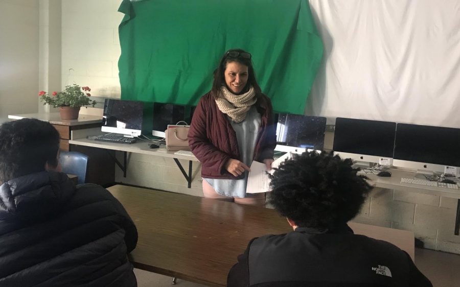 Students bundle up in Kerri Swensons art room.