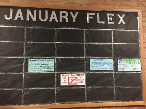 The new Peer Leadership project is a January calendar of FLEX enrichment activities near the front office.