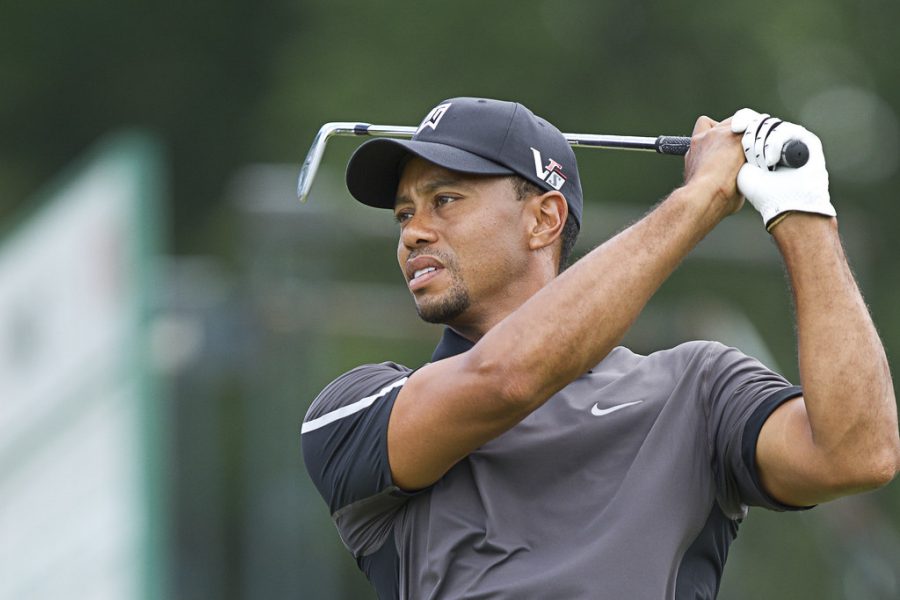 Tiger Woods tees off, as one of the four participants of The Match II