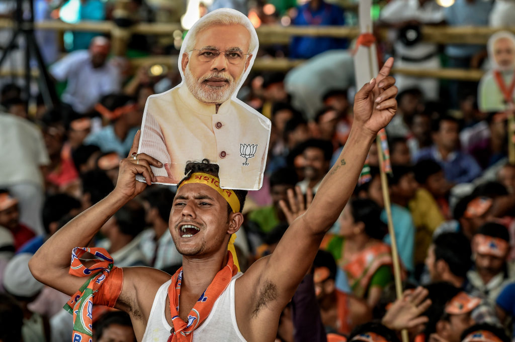 KOLKATA, INDIA - APRIL 3: BJP supporters at the public rally at Brigade ground on April 3, 2019 in Kolkata, India. (Photo by Atul Loke/Getty Images)