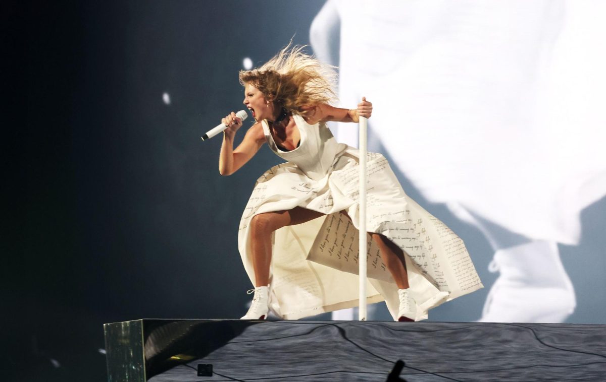 Swift performing Whos Afraid of Little Old Me? on The Eras Tour