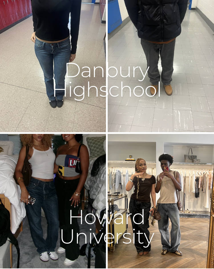 On top is jeans showcased in Danbury High school, and the bottom is jeans showcased at Howard University. 