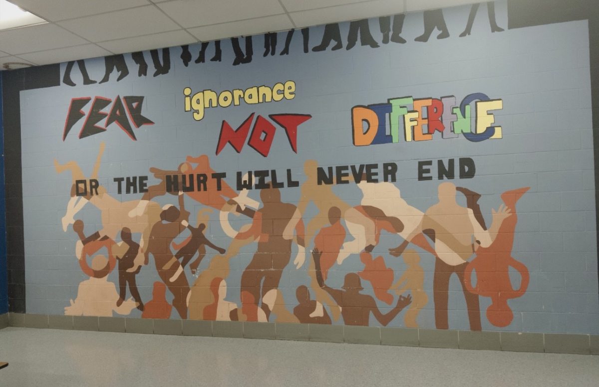 Photo of a mural in the cafeteria.